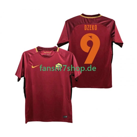 AS Rom fußball trikot DZEKO 9 2017-2018 Herren Heim Retro Kurzarm