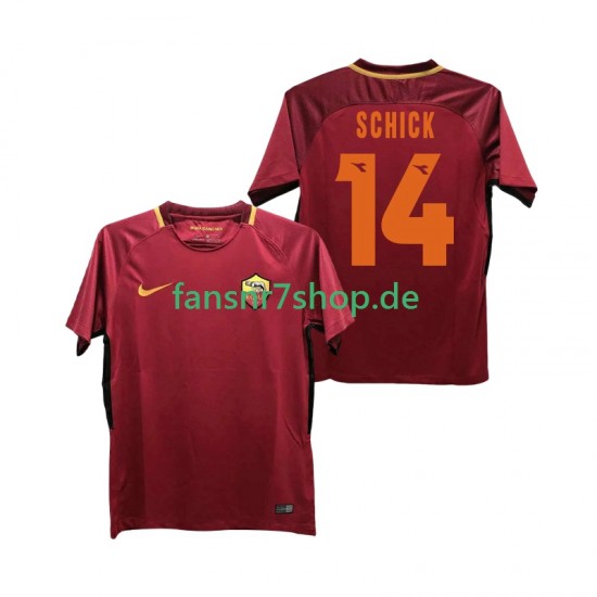 AS Rom fußball trikot SCHICK 14 2017-2018 Herren Heim Retro Kurzarm
