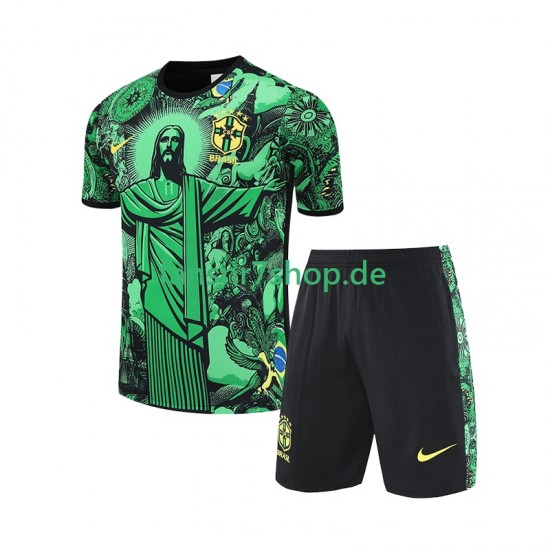 Brasilien JESUS Football Shirts Kinder Heim Grün 2024-2025 Kurzarm