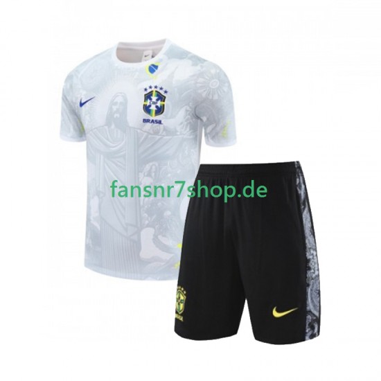 Brasilien JESUS Football Shirts Kinder Heim Weiß 2024-2025 Kurzarm