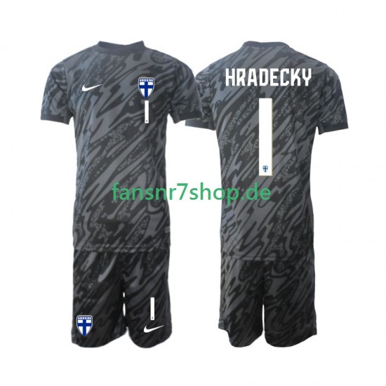 Finnland fußball trikot HRADECKY 1 Torhüter Kinder Heim 2024 Kurzarm