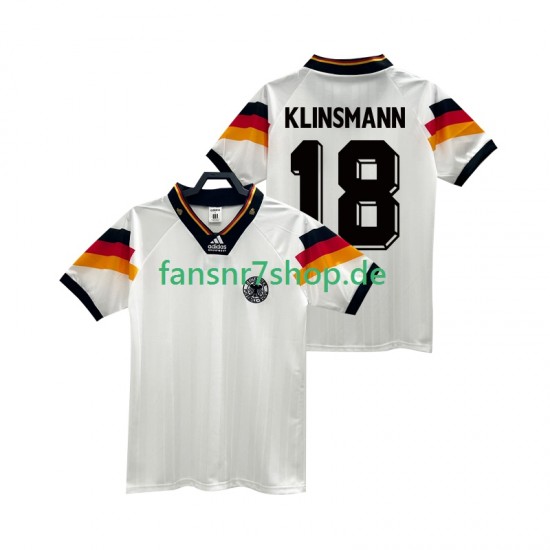 Deutschland fußball trikot KLINSMANN 18 1992 Herren Heim Retro Kurzarm