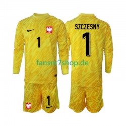 Polen fußball trikot Szczesny 1 Torhüter Kinder Heim 2024 Langarm