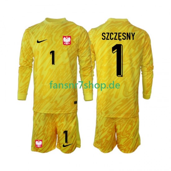 Polen fußball trikot Szczesny 1 Torhüter Kinder Heim 2024 Langarm