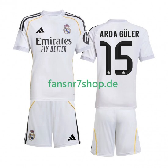 Real Madrid fußball trikot Arda Guler 15 Kinder Heim 2025-2026 Kurzarm Real Madrid fußball trikot Arda Guler 15 Kinder Heim 2025-2026 Kurzarm