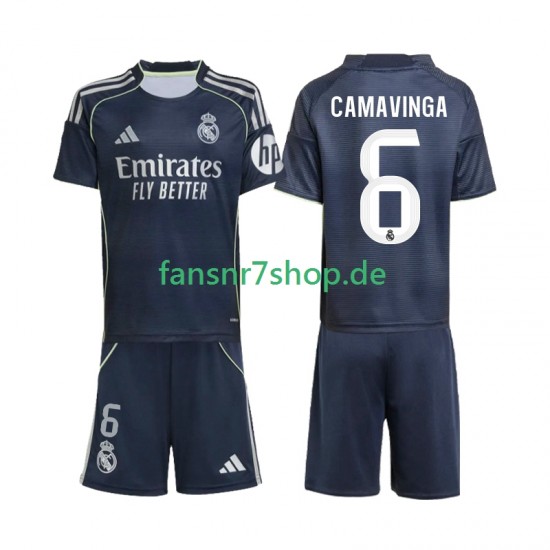 Real Madrid fußball trikot Camavinga 6 Kinder Auswärts 2025-2026 Kurzarm