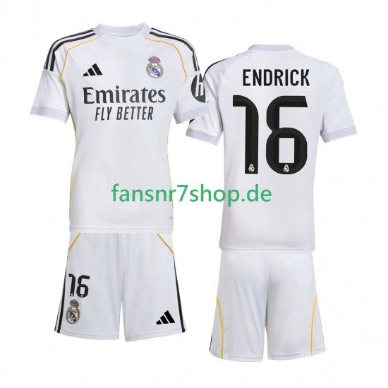 Real Madrid fußball trikot Endrick 16 Kinder Heim 2025-2026 Kurzarm