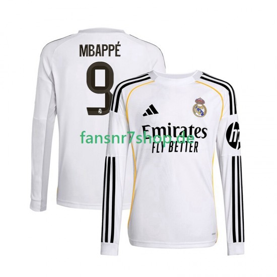 Real Madrid fußball trikot Mbappé Kylian 9 Herren Heim 2025-2026 Langarm