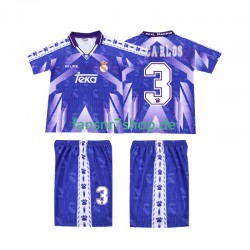 Real Madrid fußball trikot R CARLOS 3 1996-1997 Kinder Auswärts Retro Kurzarm