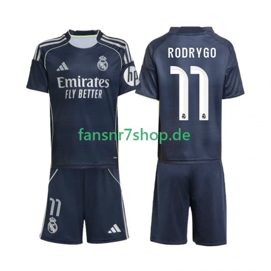 Real Madrid fußball trikot Rodrygo 11 Kinder Auswärts 2025-2026 Kurzarm