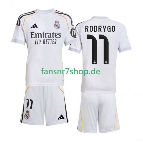 Real Madrid fußball trikot Rodrygo 11 Kinder Heim 2025-2026 Kurzarm
