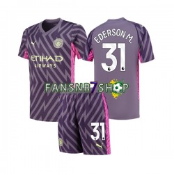 Manchester City fußball trikot Ederson Moraes 31 Torhüter Kinder Auswärts 2023-2024 Kurzarm