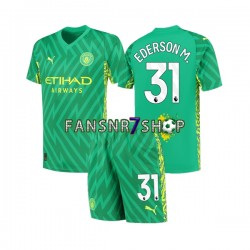 Manchester City fußball trikot Ederson Moraes 31 Torhüter Kinder Heim 2023-2024 Kurzarm