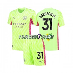 Manchester City fußball trikot Ederson Moraes 31 Torhüter Kinder Ausweich 2023-2024 Kurzarm
