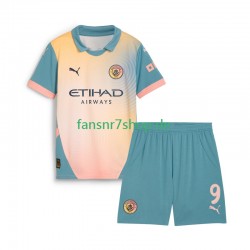 Manchester City fußball trikot Haaland 9 Kinder Viertes 2024-2025 Kurzarm