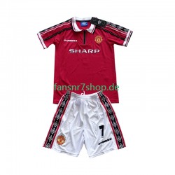 Manchester United Retro fußball trikot Beckham 7 Kinder Heim 1998 1999 Kurzarm