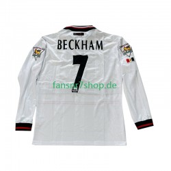 Manchester United Retro fußball trikot Beckham 7 Herren Auswärts 1998 1999 Langarm