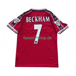 Manchester United Retro fußball trikot Beckham 7 Herren Heim 1998 1999 Kurzarm
