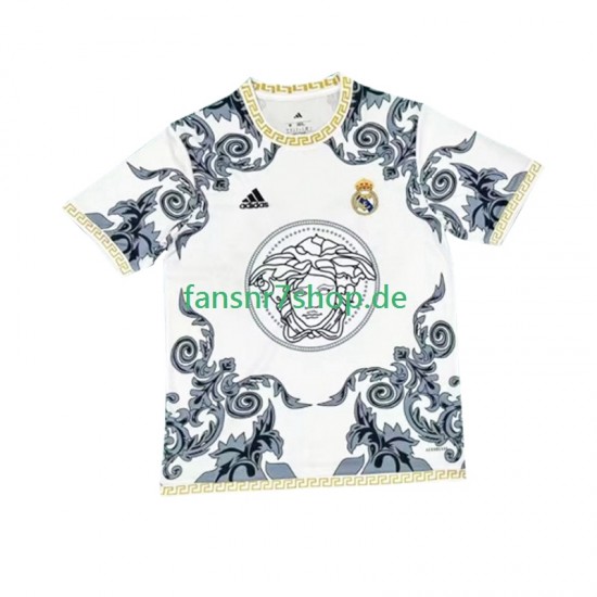 Real Madrid fußball trikot Versace Edition Herren Heim Weiß 2024-2025 Kurzarm