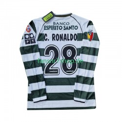 Sporting CP Retro fußball trikot Cristiano Ronaldo 28 2001 2003 Herren Heim Langarm