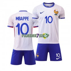 Frankreich fußball trikot Mbappé 10 Kinder Auswärts Euro 2024 Kurzarm