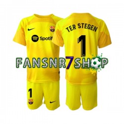 FC Barcelona fußball trikot Ter Stegen 1 Torhüter Kinder Viertes 2022-2023 Kurzarm