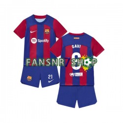 FC Barcelona fußball trikot Gavi 6 Kinder Heim 2023-2024 Kurzarm