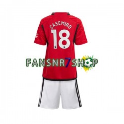 Manchester United fußball trikot Carlos Casemiro 18 Kinder Heim 2023-2024 Kurzarm