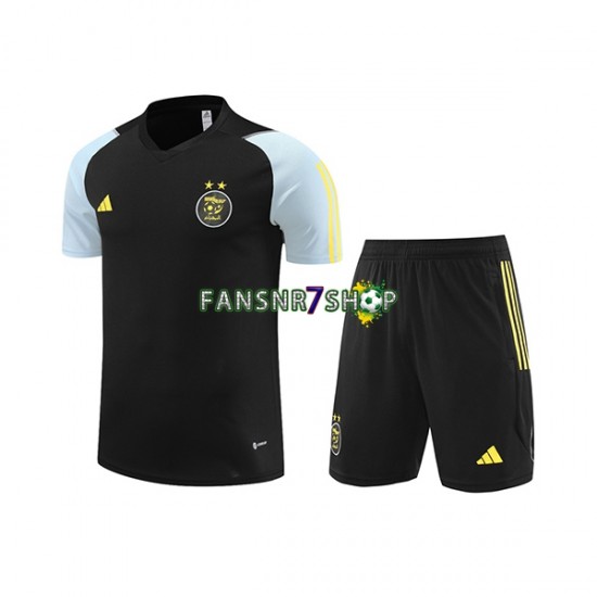 Algerien Trainingsshirt + Kurze Hose Schwarz 2023-2024