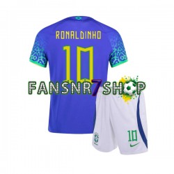 Brasilien fußball trikot WM 2022 Ronaldinho 10 Kinder Auswärts Kurzarm