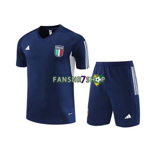 Italien Navy Trainingsshirt + Kurze Hose 2023-2024