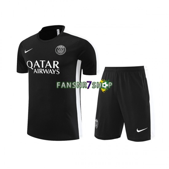 Paris Saint-Germain Trainingsshirt + Kurze Hose Schwarz 2023-2024