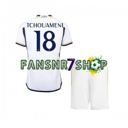 Real Madrid fußball trikot TCHOUAMENI 18 Kinder Heim 2023-2024 Kurzarm