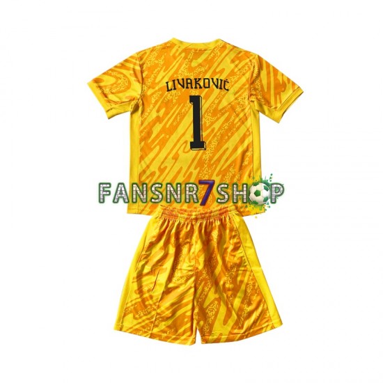 Kroatien fußball trikot Euro 2024 DOMINIK LIVAKOVIC 1 Torhüter Kinder Heim Kurzarm
