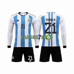 Argentinien fußball trikot WM 2022 3 Stars Paulo Dybala 21 Kinder Heim Langarm