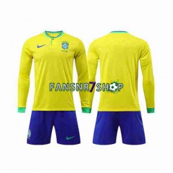 Brasilien fußball trikot WM 2022 Kinder Heim Langarm