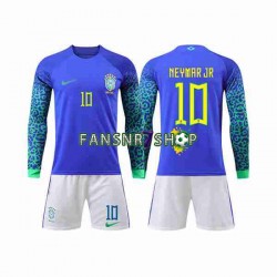 Brasilien fußball trikot WM 2022 Neymar Jr 10 Kinder Auswärts Langarm