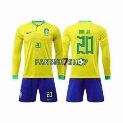 Brasilien fußball trikot WM 2022 Vinicius Junior 20 Kinder Heim Langarm