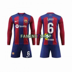 FC Barcelona fußball trikot GAVI 6 Kinder Heim 2023-2024 Langarm