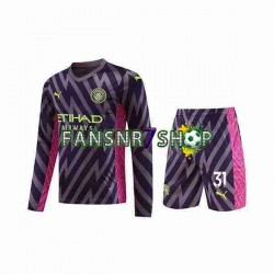 Manchester City fußball trikot Ederson Moraes 31 Torhüter Kinder Auswärts 2023-2024 Langarm