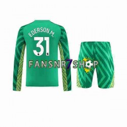 Manchester City fußball trikot Ederson Moraes 31 Torhüter Kinder Heim 2023-2024 Langarm