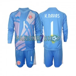 Costa Rica fußball trikot Keylor Navas 1 Torhüter Kinder Heim Blau 2024 Langarm