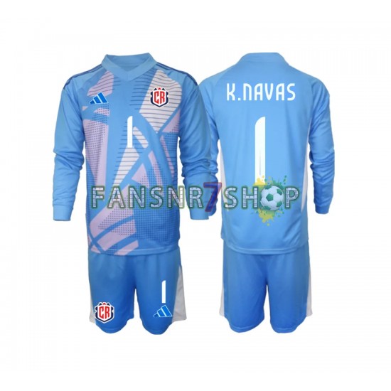 Costa Rica fußball trikot Keylor Navas 1 Torhüter Kinder Heim Blau 2024 Langarm