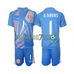 Costa Rica fußball trikot Keylor Navas 1 Torhüter Kinder Heim Blau 2024 Kurzarm