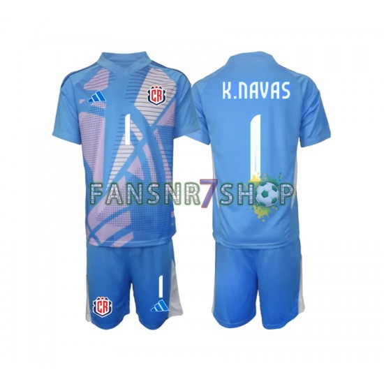 Costa Rica fußball trikot Keylor Navas 1 Torhüter Kinder Heim Blau 2024 Kurzarm
