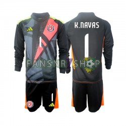 Costa Rica fußball trikot Keylor Navas 1 Torhüter Kinder Ausweich Schwarz 2024 Langarm
