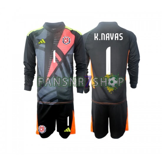 Costa Rica fußball trikot Keylor Navas 1 Torhüter Kinder Ausweich Schwarz 2024 Langarm
