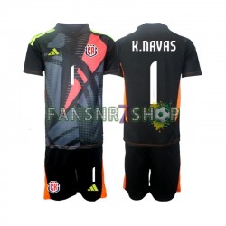 Costa Rica fußball trikot Keylor Navas 1 Torhüter Kinder Ausweich Schwarz 2024 Kurzarm