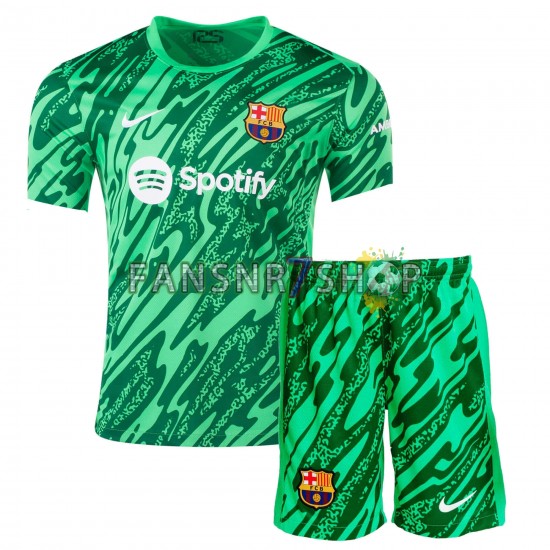 FC Barcelona fußball trikot Torhüter Kinder Heim Grün 2024-2025 Kurzarm
