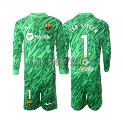FC Barcelona fußball trikot Ter Stegen 1 Torhüter Kinder Heim Grün 2024-2025 Langarm